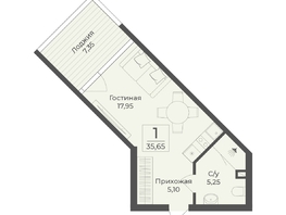 Продается Апартамент АК Тамерун, корп 2, 35.65  м&sup2;, 11998364 рублей