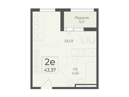 Продается 1-комнатная квартира ЖК Ботаника, сек 1-2, 43.37  м&sup2;, 15433214 рублей