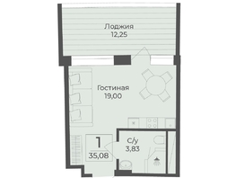Продается Апартамент АК Тамерун, корп 1, 35.08  м&sup2;, 11810846 рублей