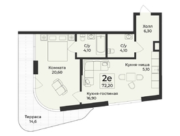 Продается 2-комнатная квартира ЖК Нега, 79.6  м&sup2;, 29332600 рублей