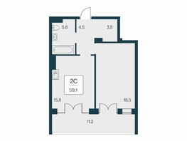 Продается 2-комнатная квартира ЖК Вилла Маяк, дом 3, 59.1  м&sup2;, 17450000 рублей