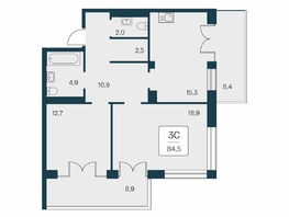 Продается 3-комнатная квартира ЖК Вилла Маяк, дом 3, 84.5  м&sup2;, 28570000 рублей