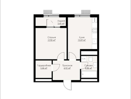 Продается 1-комнатная квартира ЖК Альпина, 44.69  м&sup2;, 7222320 рублей